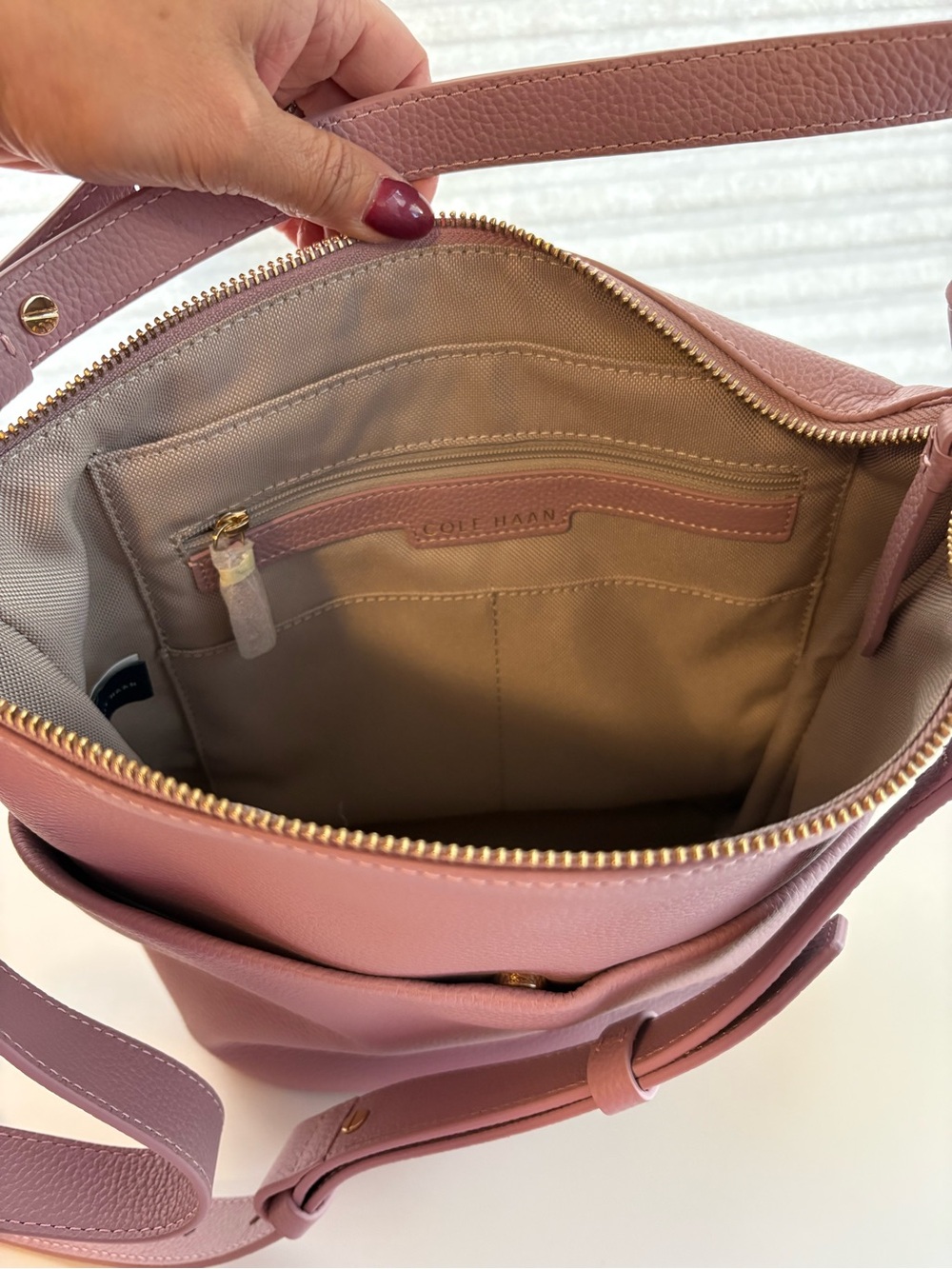 Cole Hann Blush Pink Pebbled Leather Shoulder Bag NWOT - Picture 9 of 9